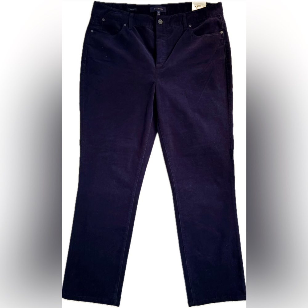 Talbots Heritage Dark Blue Corduroy Straight Leg Pants, Size 16, New!